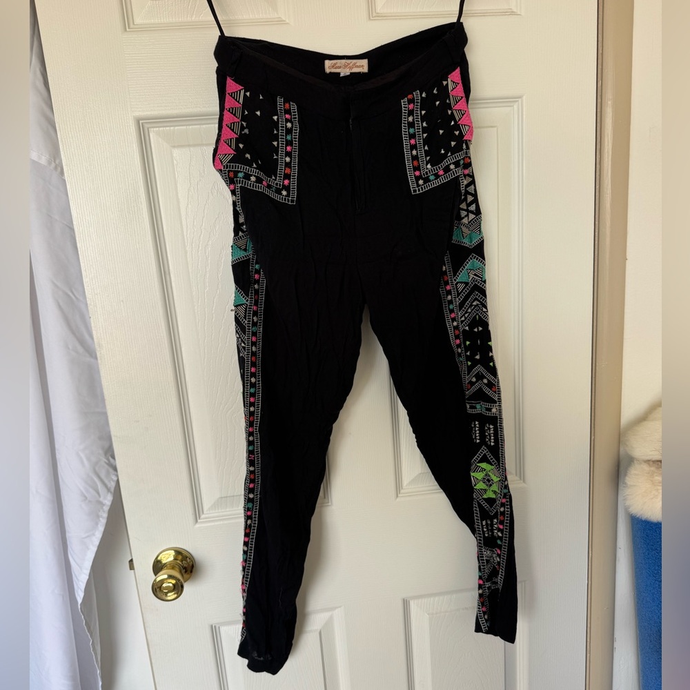 Mara Hoffman Black Joggers with Geometric Print
